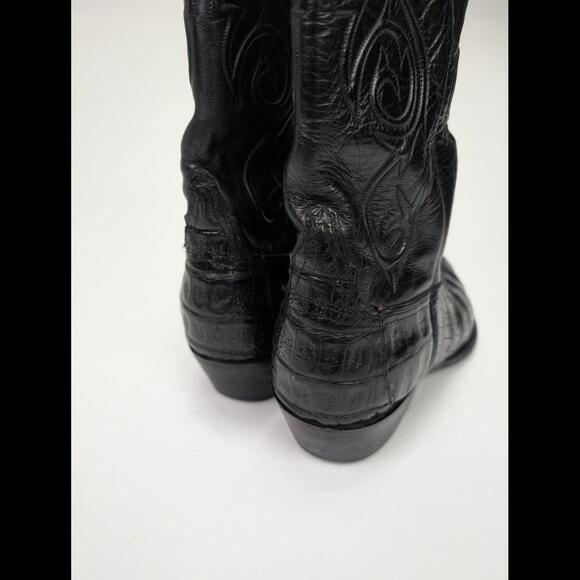 LUCCHESE CLASSICS Sz 12D Hornback Alligator Tail Black Leather Boots main image 6